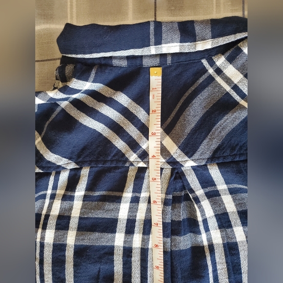 Lucky Brand Blue and White Plaid Button Down Shirt Women's Size Small Petite - Picture 8 of 12